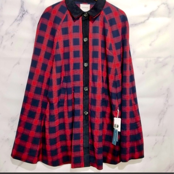 COURT AND ROWE Shadow Chic Plaid Poncho Coat NWOT - Picture 7 of 7